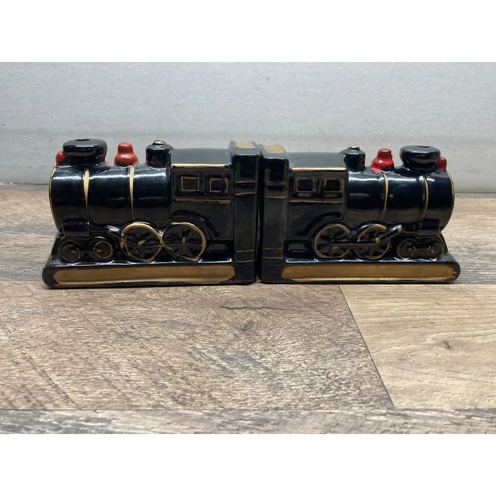 Antique bookends, Japan, train‎ and truck